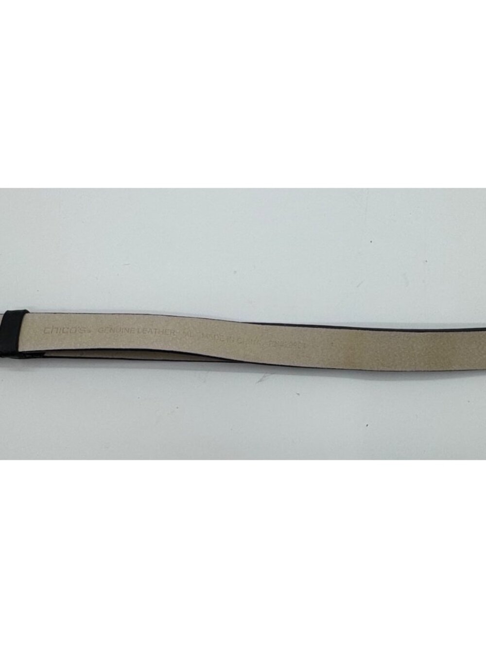 Chicos Genuine Leather Black Belt With Gold-Tone Hammered Circle Buckle Accent - Picture 4 of 9